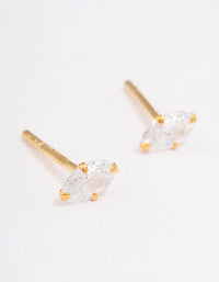 Gold Plated Sterling Silver Oval Cubic Zirconia Stud Earrings - link has visual effect only