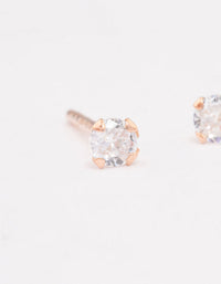 Rose Gold Plated Sterling Silver Baby Cubic Zirconia Stud Earrings - link has visual effect only