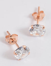 Rose Gold Plated Sterling Silver Cubic Zirconia Stud Earrings - link has visual effect only