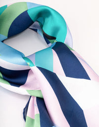 Blue Fabric Geometric Printed Scarf - link has visual effect only