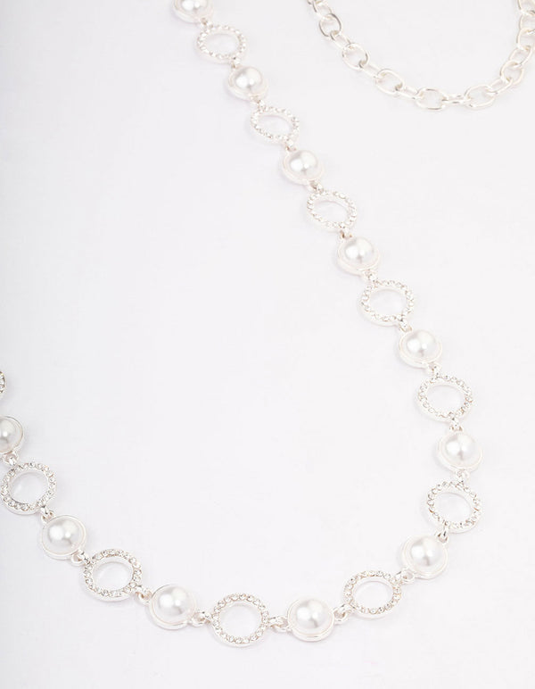 Silver Pearl & Diamante Open Circle Belt