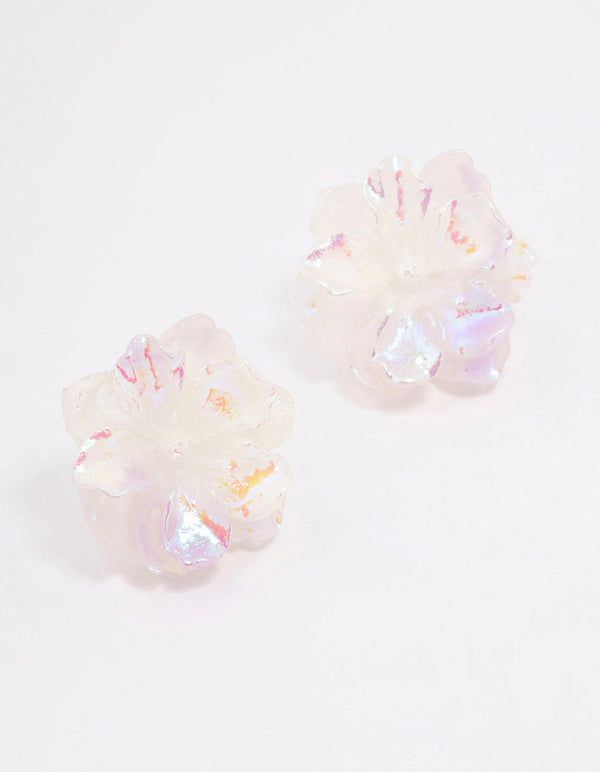 Blush Holographic Flower Stud Earrings
