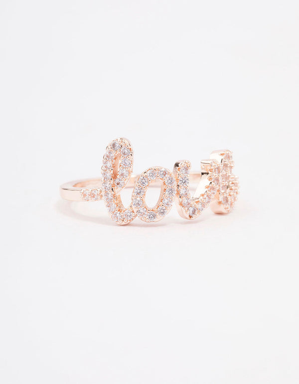 Rose Gold Plated Love Script Ring