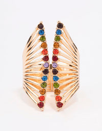 Gold Ribbed Cage Cocktail Ring - link has visual effect only