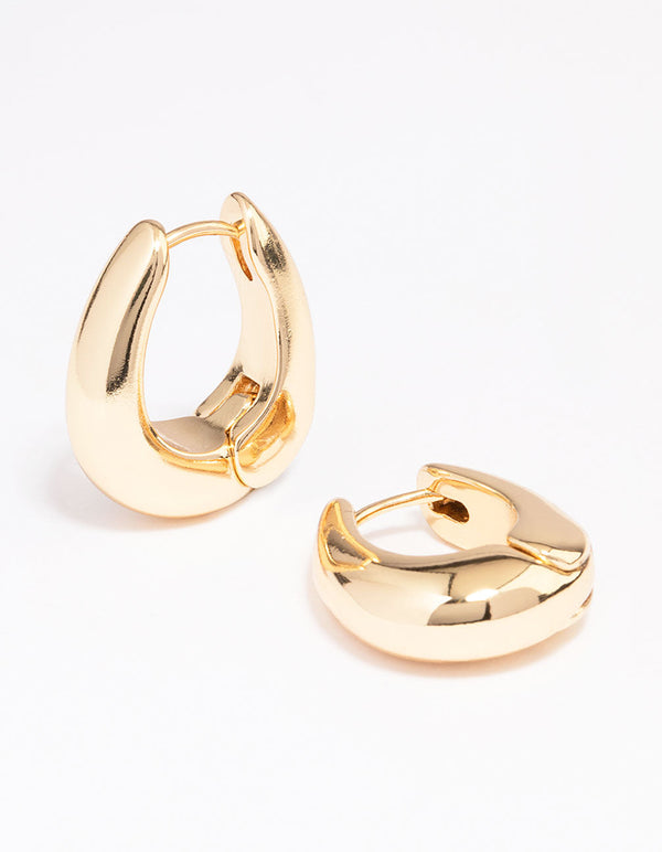 Gold Plated Small Bold Oval Hoop Earrings