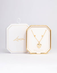 Gold Plated Heart Locket Necklace & Earrings Set - link has visual effect only