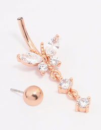 Rose Gold Plated Surgical Steel Butterfly Drop Belly Ring - link has visual effect only