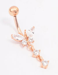Rose Gold Plated Surgical Steel Butterfly Drop Belly Ring - link has visual effect only