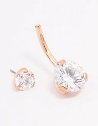 Rose Gold Plated Surgical Steel Double Round Belly Ring - link has visual effect only