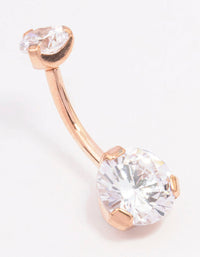 Rose Gold Plated Surgical Steel Double Round Belly Ring - link has visual effect only