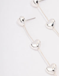 Rhodium Heart & Chain Drop Earrings - link has visual effect only