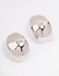 Rhodium Large Oval Stud Earrings - link has visual effect only