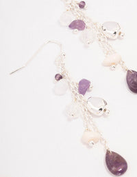Silver Purple Fluorite Tassel Drop Earrings - link has visual effect only