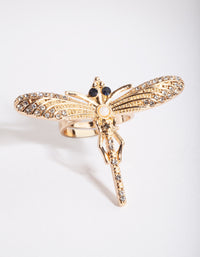 Gold Diamante Dragonfly Ring - link has visual effect only