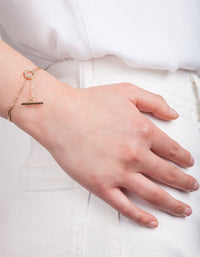 Gold Diamante Link Cuff Bracelet - link has visual effect only