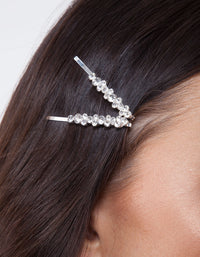 Silver Round-cut Crystal Hair Pin 4-Pack - link has visual effect only