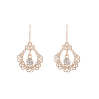 Ornate Rose Gold Drop Earrings With Centre Diamante - link has visual effect only
