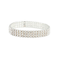 Silver Stretch Three Row Diamante Bracelet - link has visual effect only