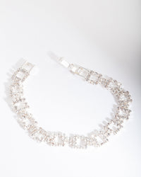 Silver Diamante Square Bracelet - link has visual effect only