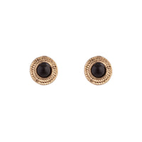 Black Gold Stone Circle Stud Earrings - link has visual effect only