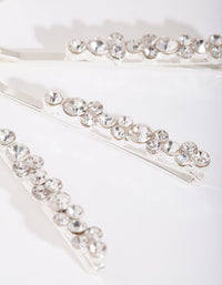 Silver Round-cut Crystal Hair Pin 4-Pack - link has visual effect only