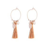 Rose Gold Fine Hoop Charm Tassel Earrings - link has visual effect only