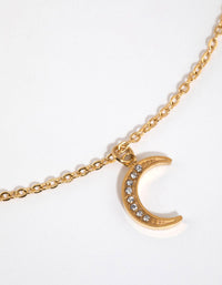 Gold Plated Surgical Steel Pave Moon Necklace - link has visual effect only