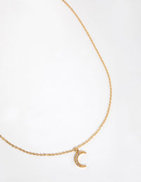 Gold Plated Surgical Steel Pave Moon Necklace - link has visual effect only