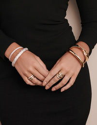Gold Double Row Diamante Open Cuff - link has visual effect only