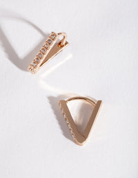 Gold Geometric Diamante Huggie Earrings - link has visual effect only