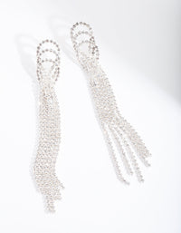 Silver Triple Loop Diamante Earrings - link has visual effect only