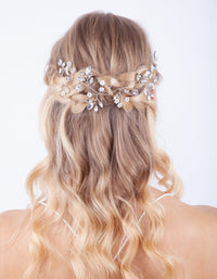 Silver Faceted Pearl Leaf Hair Vine - link has visual effect only