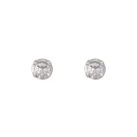 Silver 5 Claw Round Diamante Stud Earrings - link has visual effect only