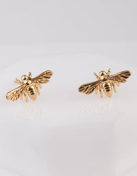 Gold Plated Sterling Silver Bee Stud Earrings - link has visual effect only