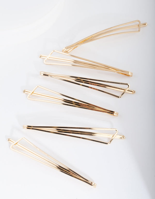 Gold Triangle Hair Slide 6-Pack