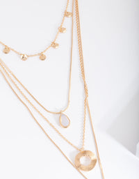 Gold Semi-Precious Multi Layer Necklace - link has visual effect only