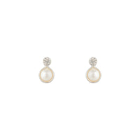 Silver Pearl Bottom Diamante Stud Earrings - link has visual effect only