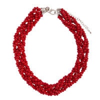Red Faceted Bead Plait Necklace - link has visual effect only