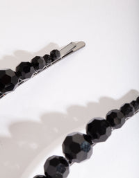 Black Glass Bead Hair Clip Pack - link has visual effect only
